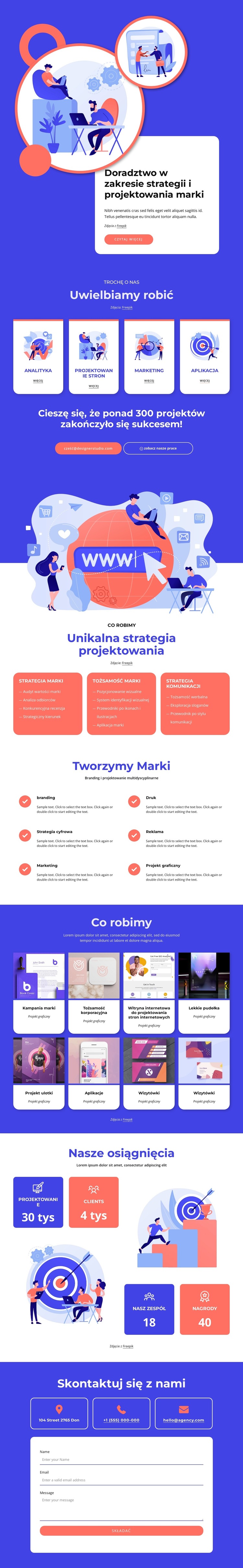 Doradztwo w zakresie strategii i projektowania marki Szablon witryny sieci Web