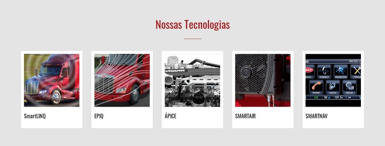 Nossas tecnologias Maquete do site