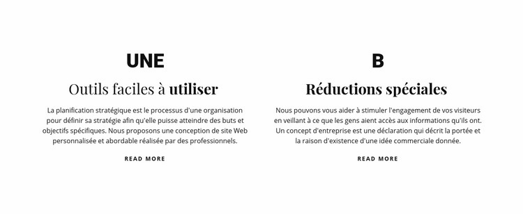 Bloc de texte avec de grandes lettres Conception de site Web