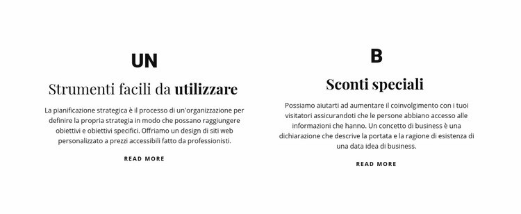 Blocco di testo con grandi lettere Mockup del sito web