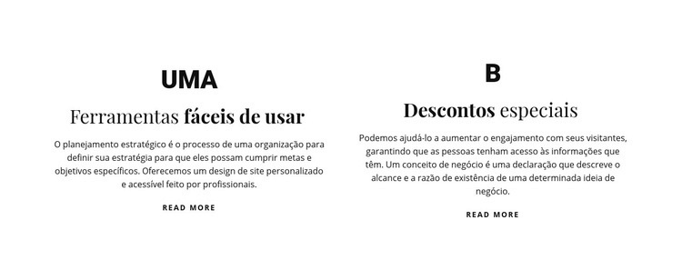 Bloco de texto com letras grandes Landing Page