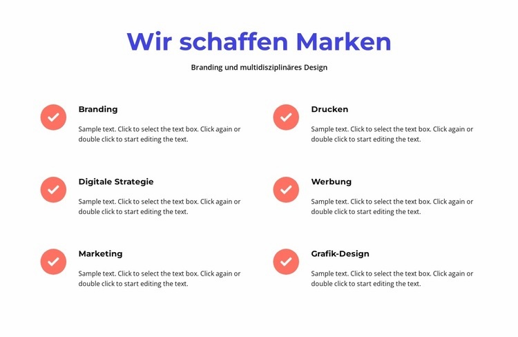 Branding und multidisziplinäres Design Landing Page