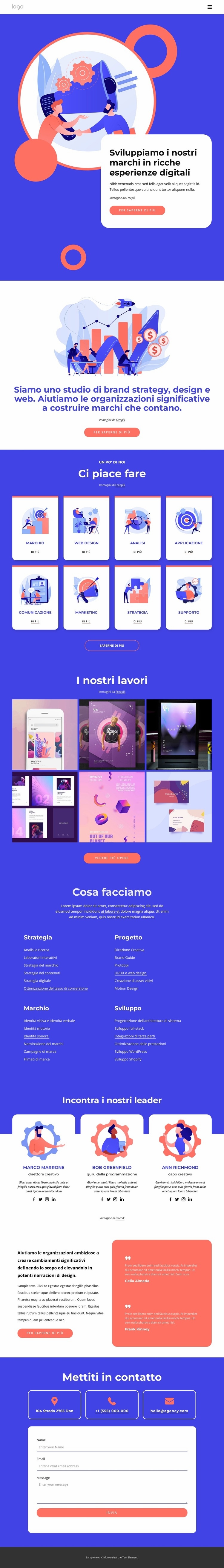 Sviluppiamo i nostri marchi Costruttore di siti web HTML