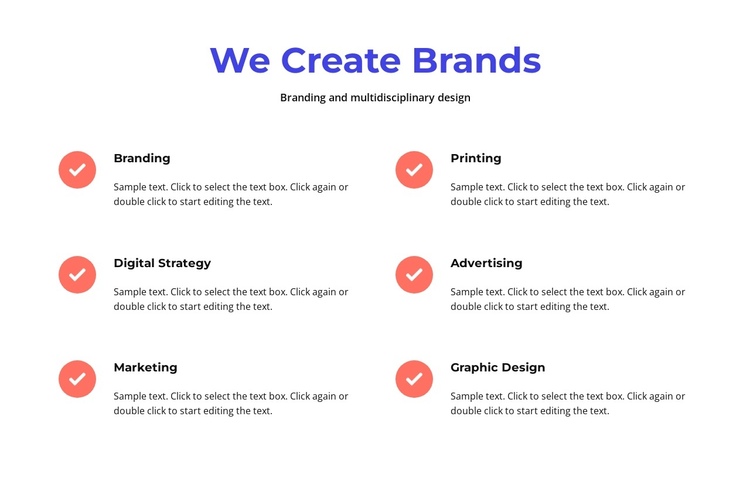 Branding and multidisciplinary design One Page Template