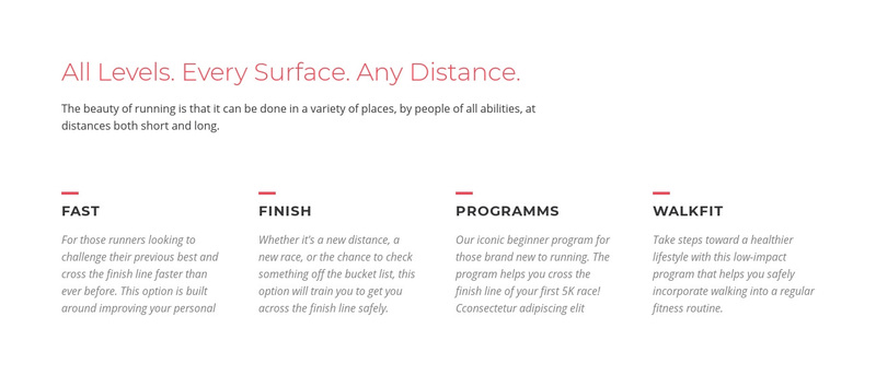  Running challenges Web Page Design