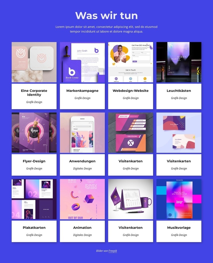 Publikationsdesign, visuelle Identität Website Builder-Vorlagen