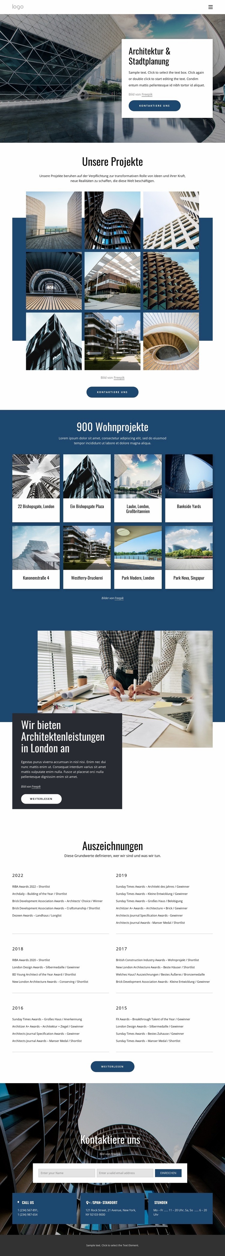 Architektur und Stadtplanung Website Builder-Vorlagen
