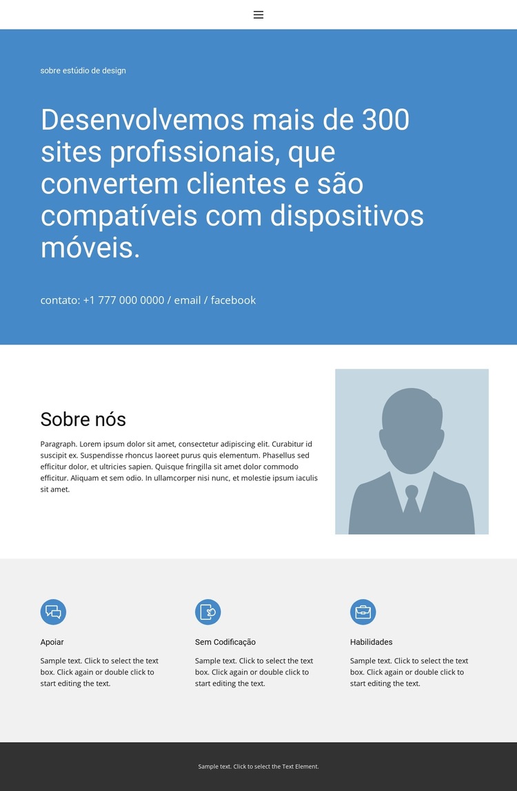 Por volta de 5 Modelo de site