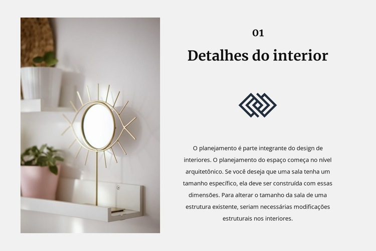 Espelhos no interior Landing Page