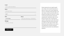 Kontaktní Formulář A Textový Blok – Šablona Stránky HTML