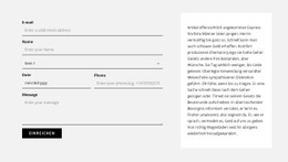 Kontaktformular Und Textblock Zielseitenvorlage
