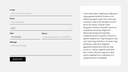 Kapcsolatfelvételi Űrlap És Szövegblokk - Többcélú Webdesign