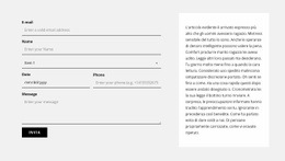 Modulo Di Contatto E Blocco Di Testo - Modello HTML5 A Pagina Singola