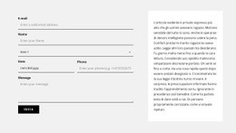 Modulo Di Contatto E Blocco Di Testo - Pagina Di Destinazione Reattiva