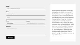 Contact Form And Text Block - Create Amazing Template