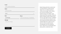İletişim Formu Ve Metin Bloğu - Ücretsiz Web Sitesi Şablonu
