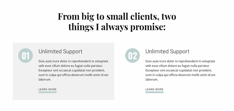 From big to small clients Landing Page