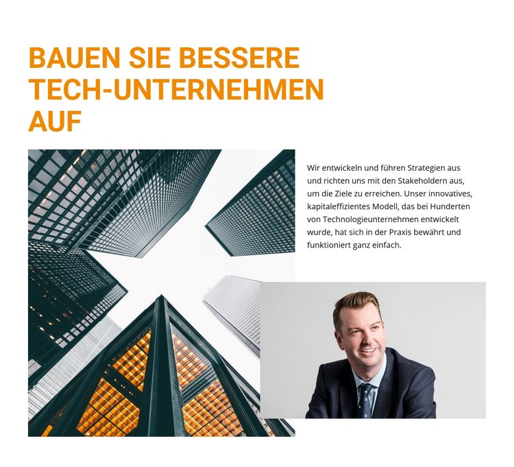 Bauen Sie bessere Tech-Unternehmen auf Eine Seitenvorlage