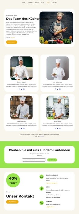 Website-Maker Für Das Team Des Küchenchefs