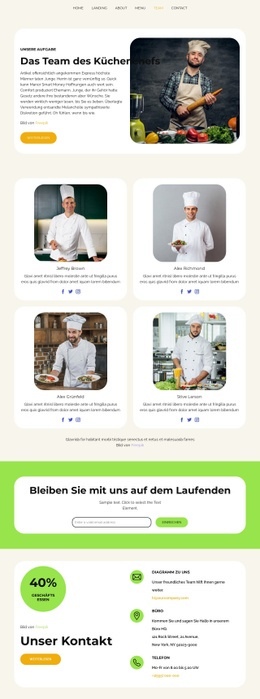 Benutzfertiges Website-Design Für Das Team Des Küchenchefs