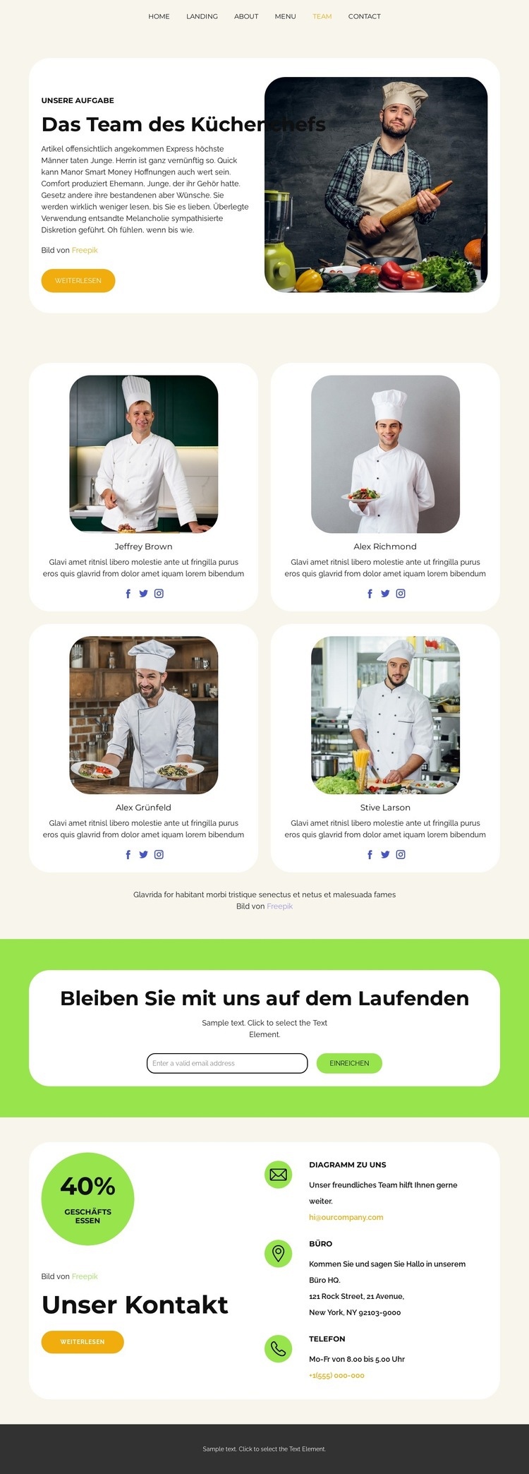 Das Team des Küchenchefs Website design