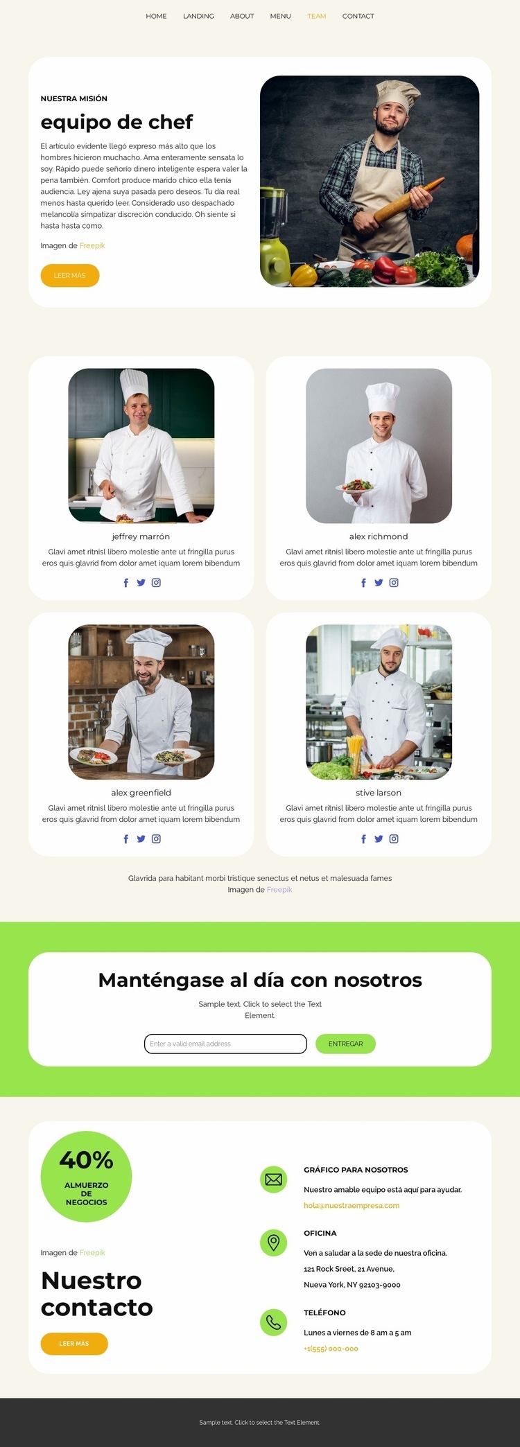 equipo de chef Plantillas de creación de sitios web