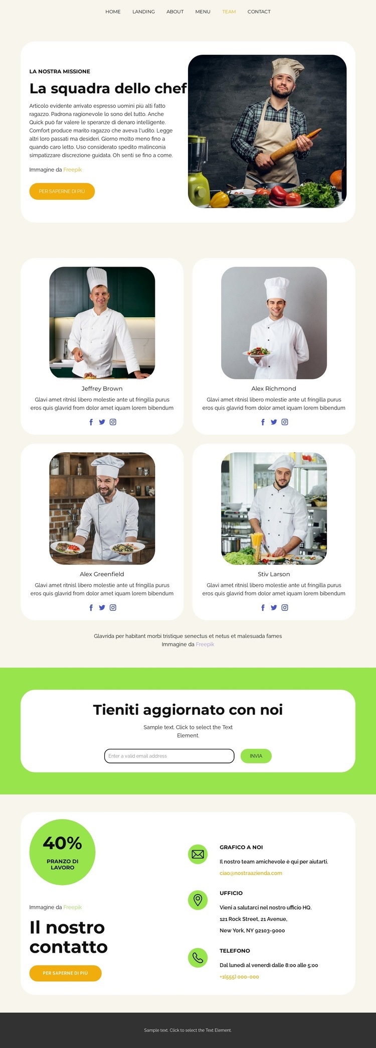 La squadra dello chef Costruttore di siti web HTML