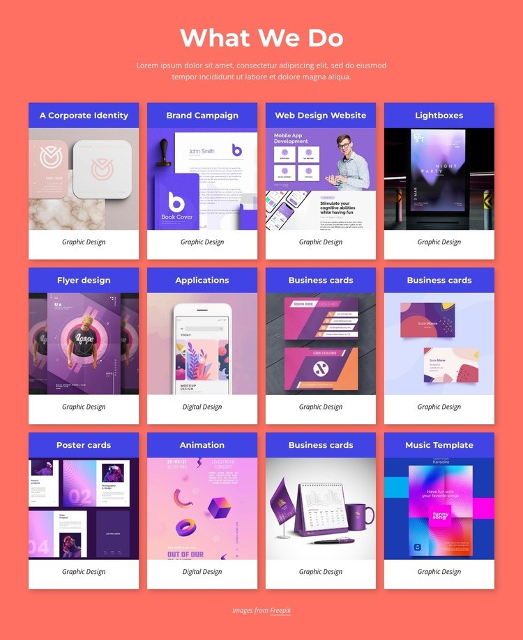 Kreativní projekty designového studia Html Website Builder