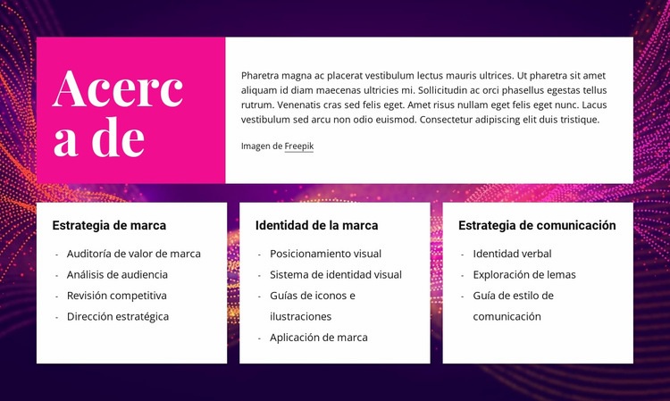 Acerca de la marca y el diseño Plantillas de creación de sitios web