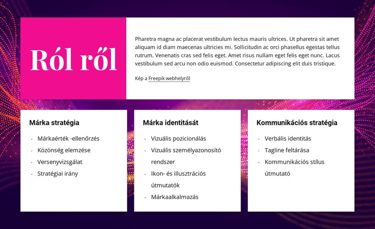 A márkázásról és a dizájnról Weboldal sablon