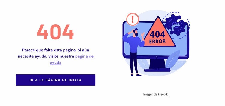 Plantilla de error 404 Maqueta de sitio web