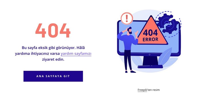 404 hata şablonu Açılış sayfası