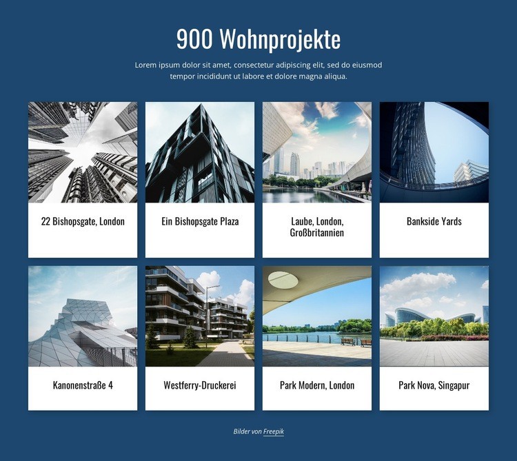 900 Wohnprojekte Website design