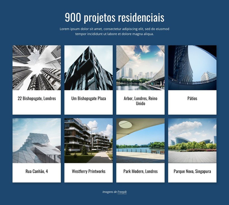 900 projetos residenciais Modelo de uma página