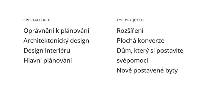 Texty ve dvou sloupcích Šablona CSS