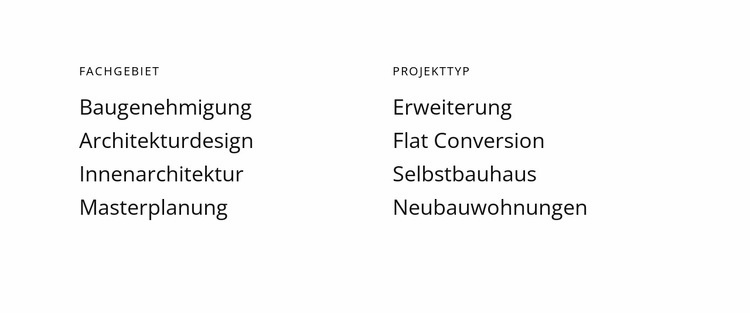 Texte in zwei Spalten Website design