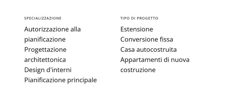 Testi su due colonne Modelli di Website Builder