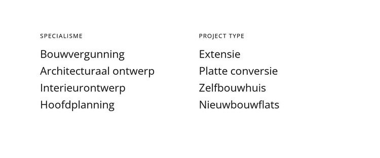 Teksten in twee kolommen Website ontwerp