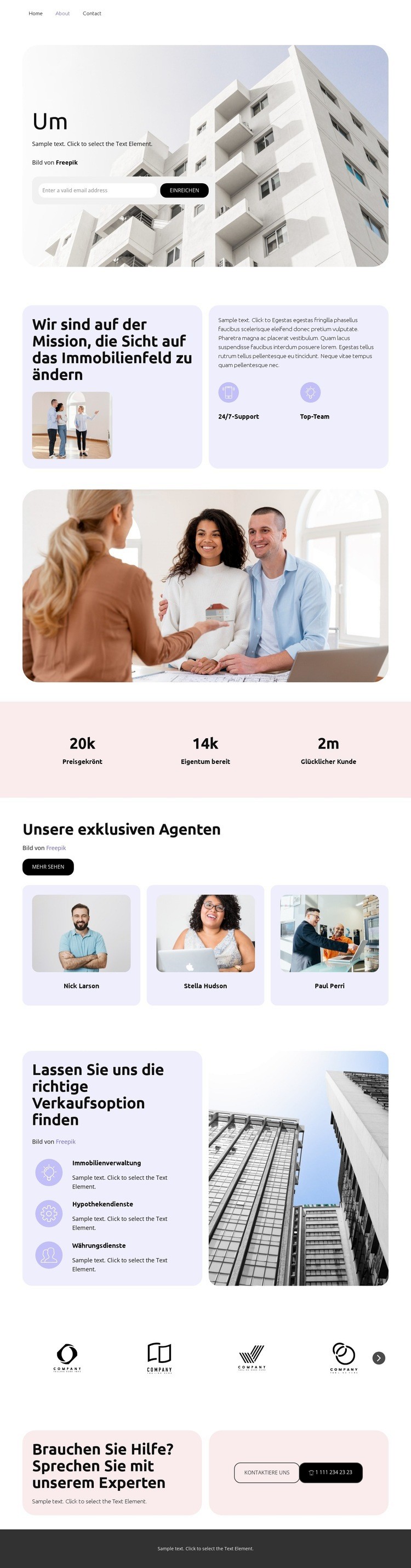 Immobilien zu vermieten Website Builder-Vorlagen