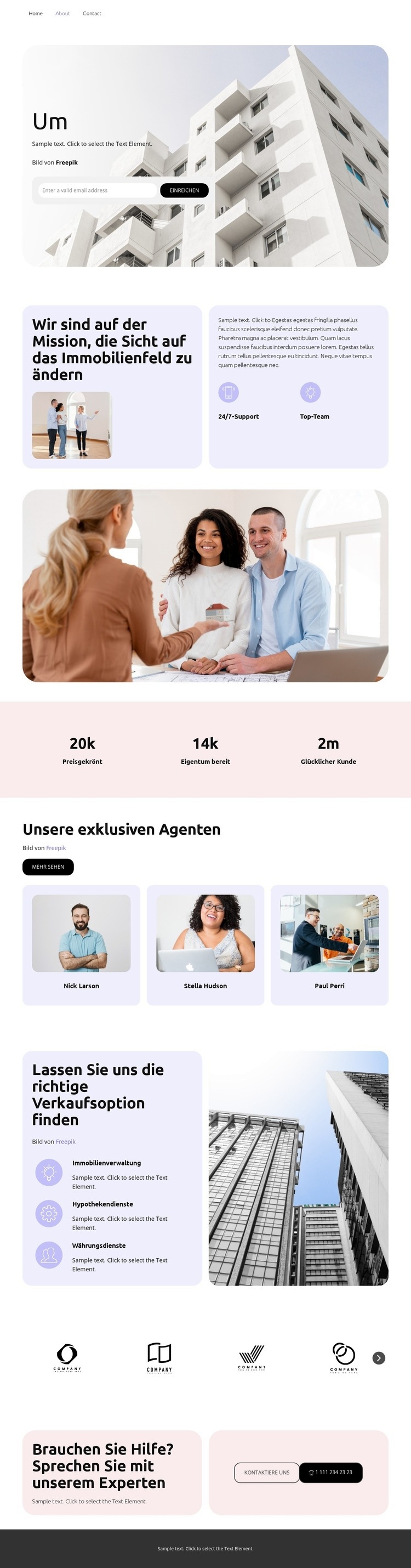 Immobilien zu vermieten Website design