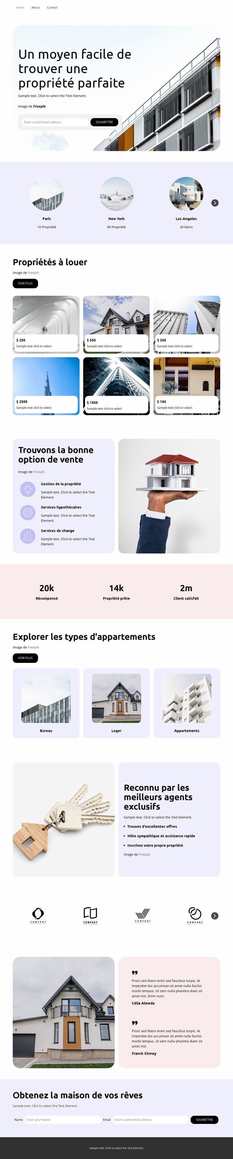 Gestion de la propriété Page de destination