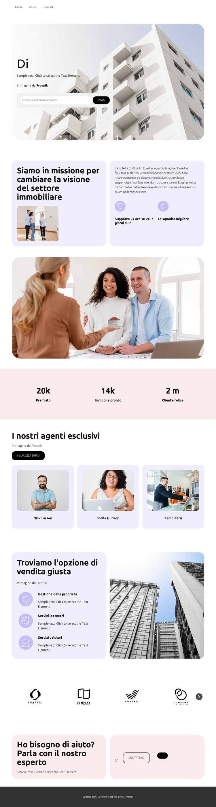 Proprietà in affitto Mockup del sito web