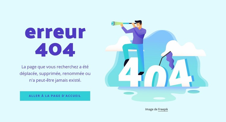 Le message d'erreur 404 Maquette de site Web