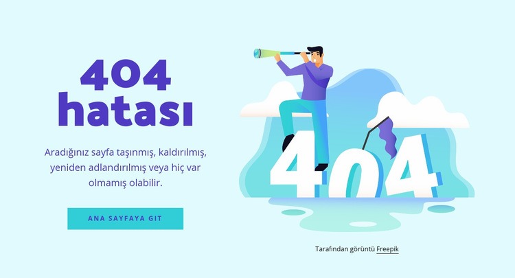 404 hata mesajı Açılış sayfası