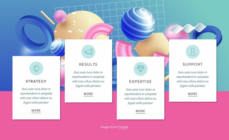 Strategy, marketing, support Website Mockup