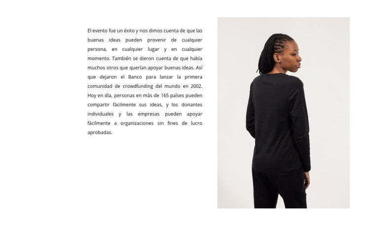 Texto y mujer de negro Maqueta de sitio web