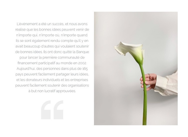 Citation et belle fleur Maquette de site Web