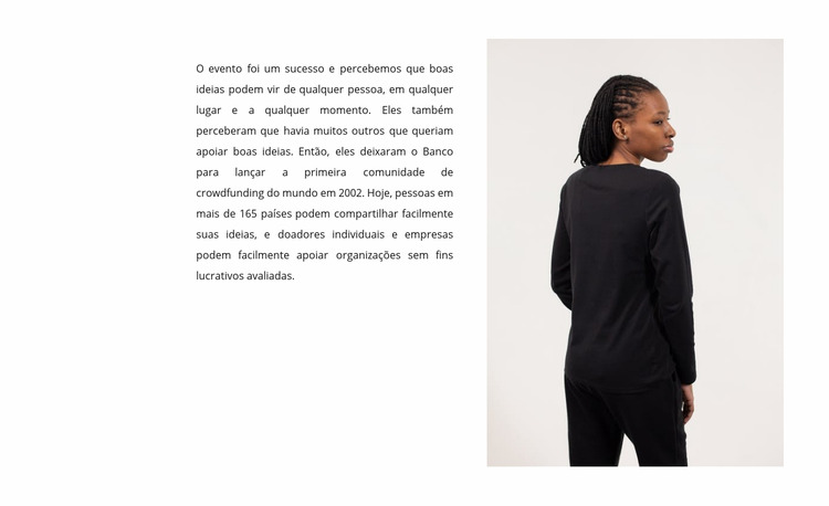 Texto e mulher em preto Template Joomla