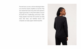 Text And Woman In Black Website Mockup