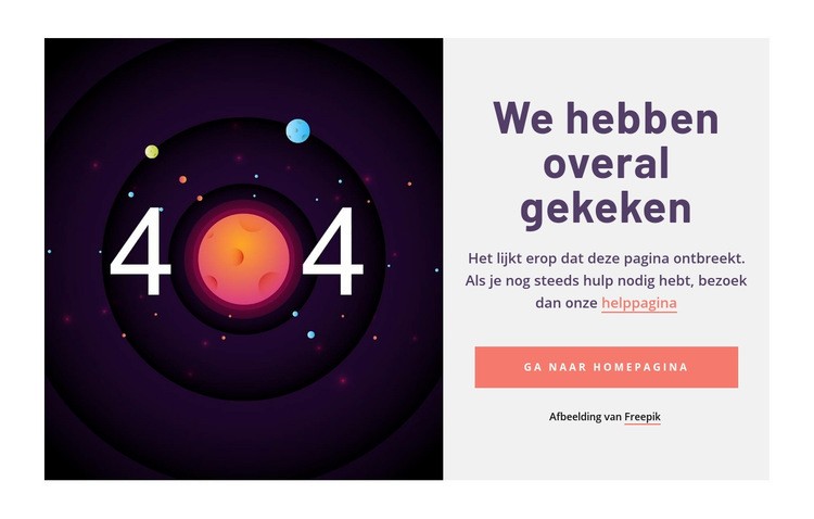 404 pagina voorbeeld Html Website Builder